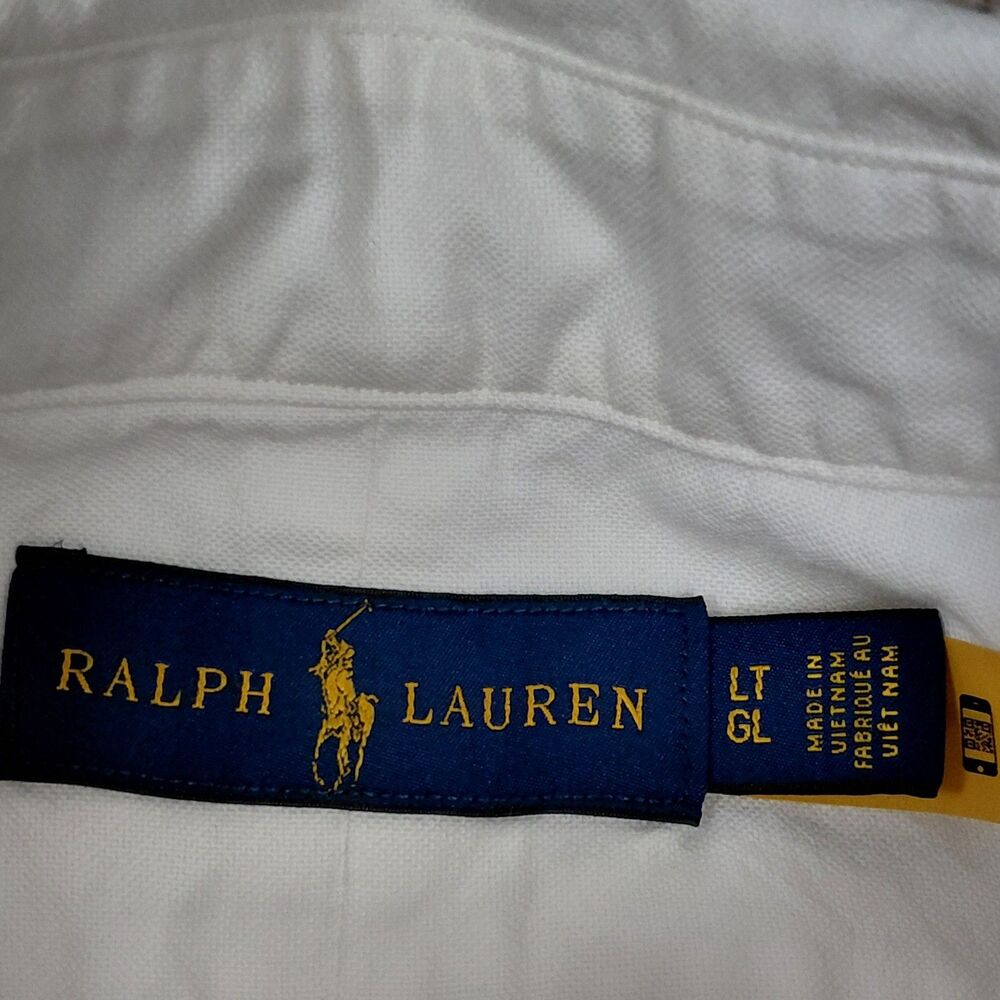 Ralph Lauren Oxford Shirt Mens Large Tall White Button Up Flesh Pony Long Sleeve - Picture 4 of 7